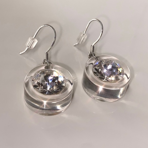 Women’s Crystal Acrylic Drop Earrings, Dangle Drop Style, Statement Earrings - Picture 10 of 12